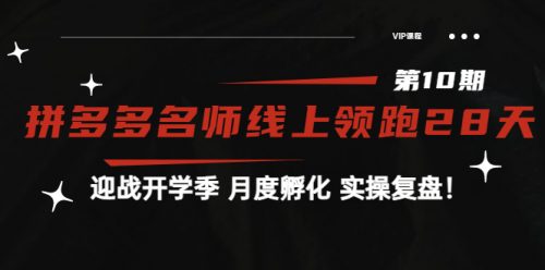 【《拼多多名师线上领跑28天-第10期》迎战开学季 月度孵化 实操复盘！】-电商/运营/教程/开店/引流/教学